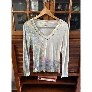 XCVI Wearables studded v neck long sleeve top